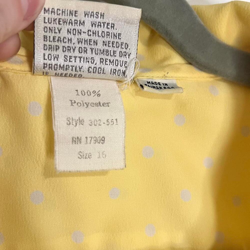 Vintage 80s/90s Era “Pykettes” Butter Yellow Polka Dot Blouse - Picture 5 of 8